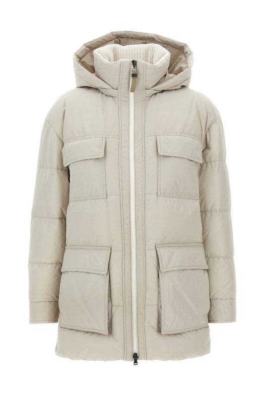 В'язана куртка з коміром Бежева BRUNELLO CUCINELLI MG5017784C7958