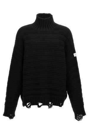 Зруйнований ребристий светр Чорний MM6 MAISON MARGIELA SH0HA0004M13040900 Зруйнований ребристий светр Чорний MM6 MAISON MARGIELA SH0HA0004M13040900