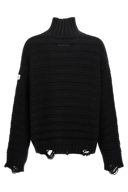 Destroyed ribbed sweater Black