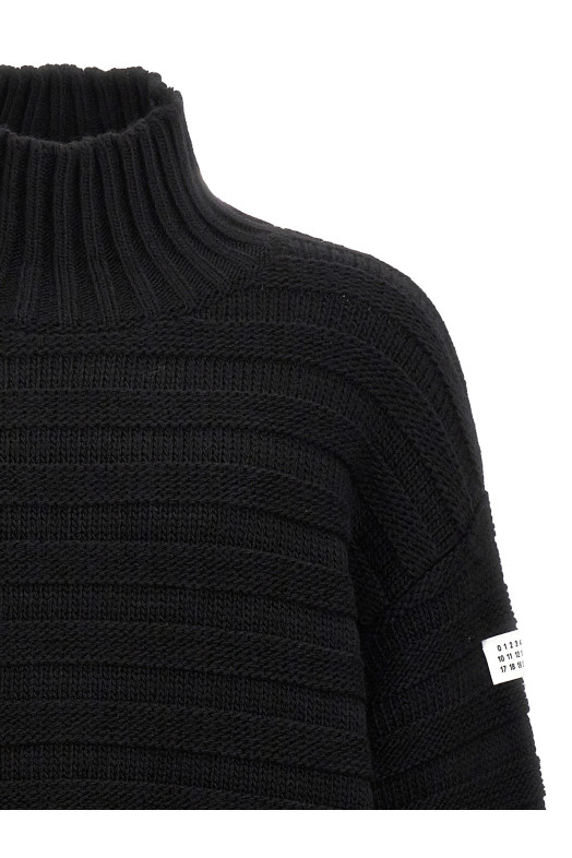Destroyed ribbed sweater Black
