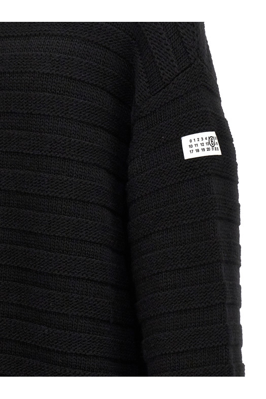 Destroyed ribbed sweater Black