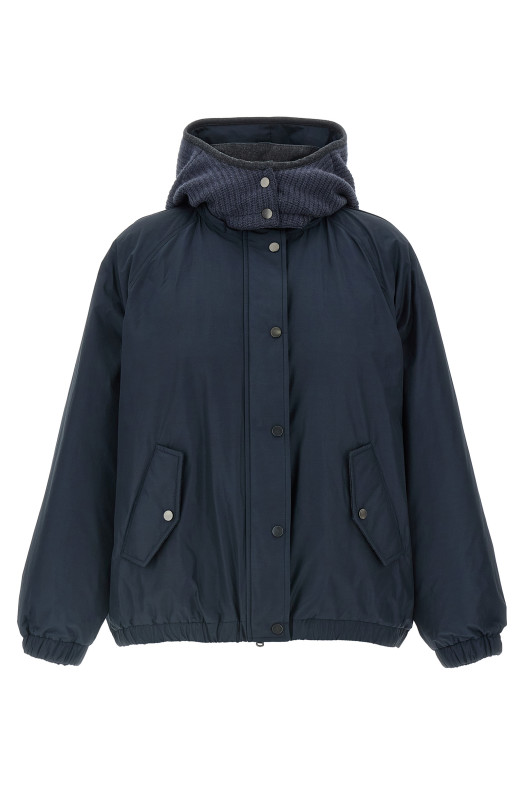 Трикотажна куртка з капюшоном Синя BRUNELLO CUCINELLI MG5017852C4072