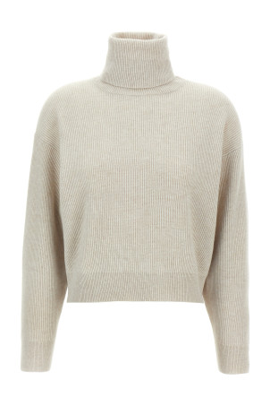 Ribbed turtleneck sweater Beige Ribbed turtleneck sweater Beige