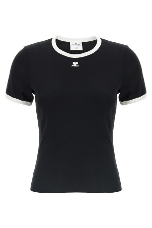 'Signature Contrast' T-shirt Black-grey