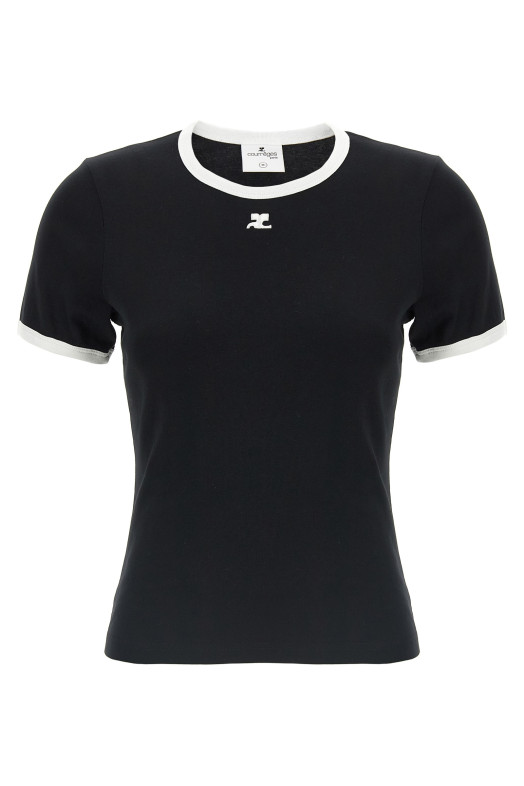 'Signature Contrast' T-shirt Black-grey