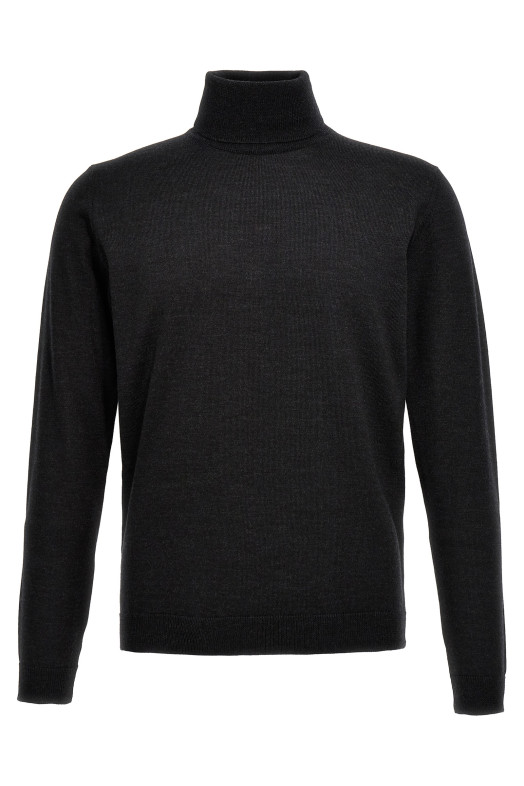 Вязаный свитер с высоким воротником из шерсти Серый ROBERTO COLLINA 253M01003M0121