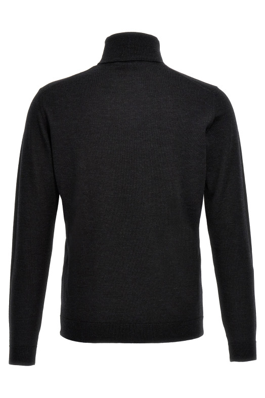 Вязаный свитер с высоким воротником из шерсти Серый ROBERTO COLLINA 253M01003M0121