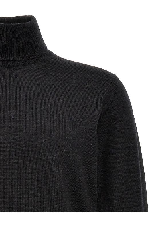 Вязаный свитер с высоким воротником из шерсти Серый ROBERTO COLLINA 253M01003M0121