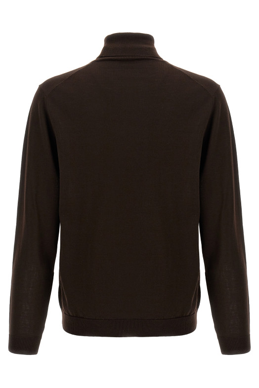 Вязаный свитер с высоким воротником из шерсти, коричневый ROBERTO COLLINA 253M01003M0108