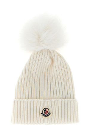 Шапка с помпоном Белая MONCLER ENFANT K29543B00011M1131030 Шапка с помпоном Белая MONCLER ENFANT K29543B00011M1131030
