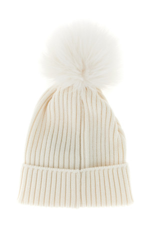Шапка с помпоном Белая MONCLER ENFANT K29543B00011M1131030 Шапка с помпоном Белая MONCLER ENFANT K29543B00011M1131030