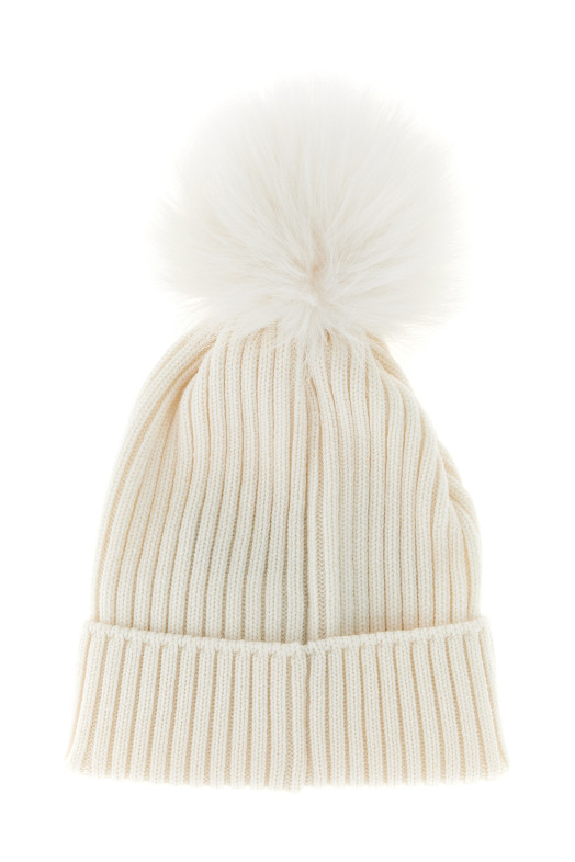 Шапка с помпоном Белая MONCLER ENFANT K29543B00011M1131030 Шапка с помпоном Белая MONCLER ENFANT K29543B00011M1131030