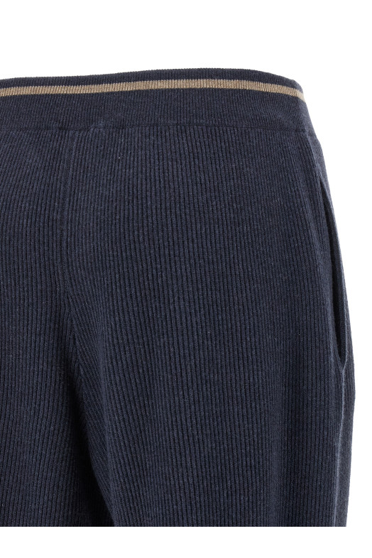 Брюки с ребрами, синие BRUNELLO CUCINELLI M16222799CEP19 Брюки с ребрами, синие BRUNELLO CUCINELLI M16222799CEP19