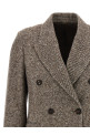 Двубортный блейзер из смешанного шелка, коричневый BRUNELLO CUCINELLI MG5317329C6321