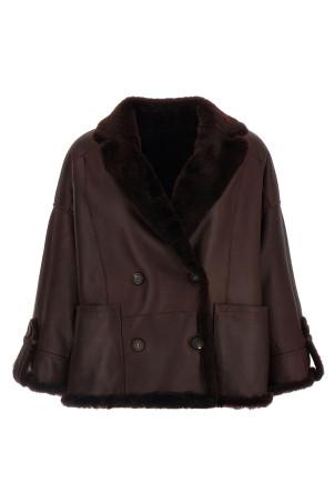 Двусторонняя меховая куртка бордового цвета BRUNELLO CUCINELLI MPMRA7495C4243 Двусторонняя меховая куртка бордового цвета BRUNELLO CUCINELLI MPMRA7495C4243