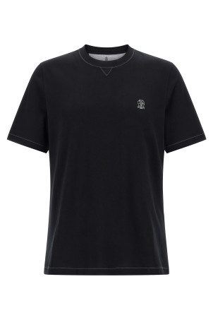 Футболка з вишитим логотипом Чорна BRUNELLO CUCINELLI M0B131328GCG938 Футболка з вишитим логотипом Чорна BRUNELLO CUCINELLI M0B131328GCG938