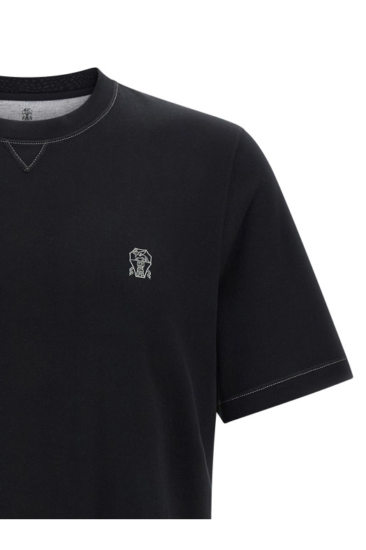 Футболка з вишитим логотипом Чорна BRUNELLO CUCINELLI M0B131328GCG938 Футболка з вишитим логотипом Чорна BRUNELLO CUCINELLI M0B131328GCG938