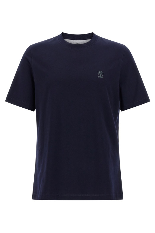 Футболка з логотипом, синя BRUNELLO CUCINELLI M0B138440CD325 Футболка з логотипом, синя BRUNELLO CUCINELLI M0B138440CD325