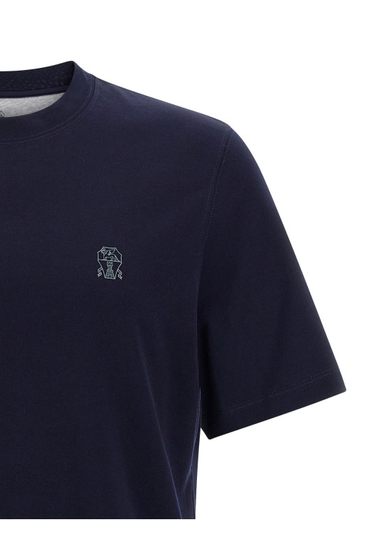 Футболка з логотипом, синя BRUNELLO CUCINELLI M0B138440CD325 Футболка з логотипом, синя BRUNELLO CUCINELLI M0B138440CD325