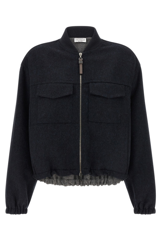 'Shiny Zipper Pull' bomber jacket Blue