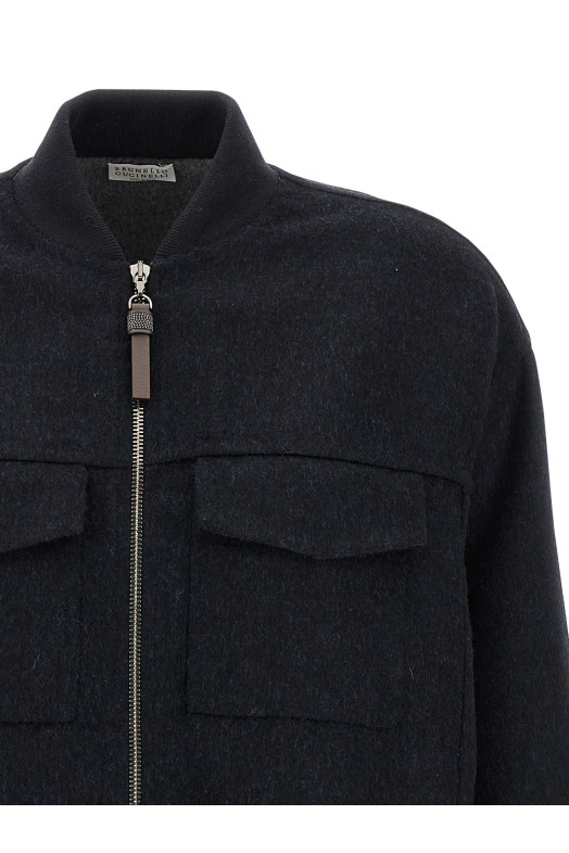 'Shiny Zipper Pull' bomber jacket Blue