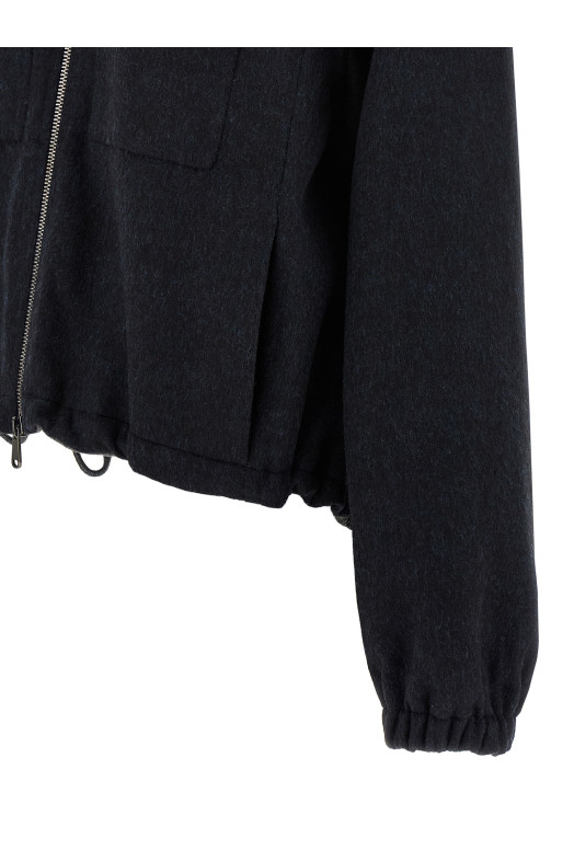 'Shiny Zipper Pull' bomber jacket Blue