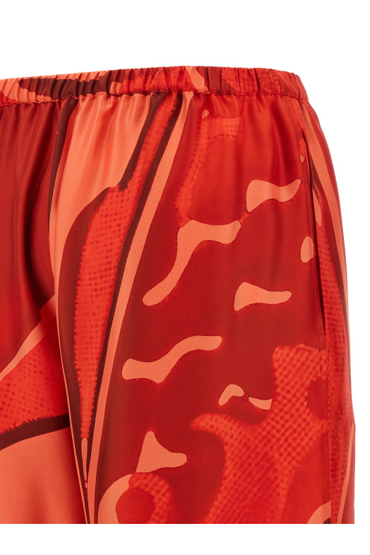 Шовкові штани Palazzo Червоні FERRAGAMO 783412CORALNEWRED Шовкові штани Palazzo Червоні FERRAGAMO 783412CORALNEWRED