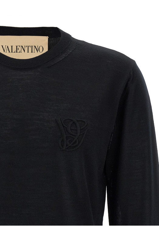 Светр з вишитим лого Valentino Garavani, чорний V3KC35GB0U0NO Светр з вишитим лого Valentino Garavani, чорний V3KC35GB0U0NO
