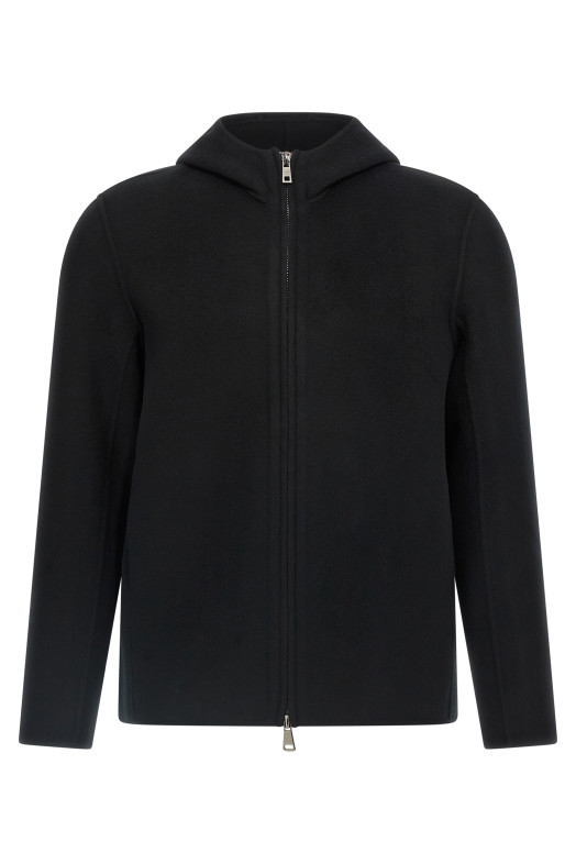 Cashmere wool hooded jacket Black