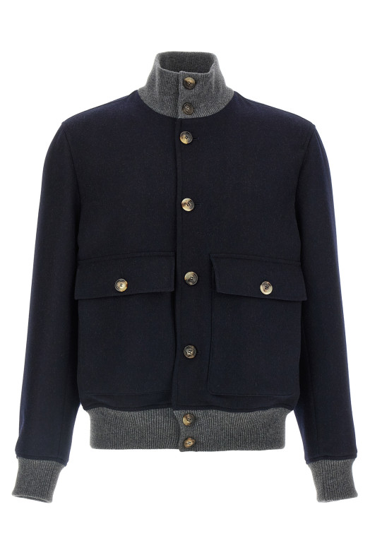 Wool bomber jacket Blue