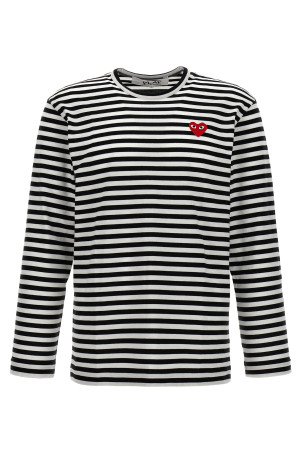 Футболка з логотипом і смужками Чорно-сіра COMME DES GARÇONS PLAY AXT1641 Футболка з логотипом і смужками Чорно-сіра COMME DES GARÇONS PLAY AXT1641