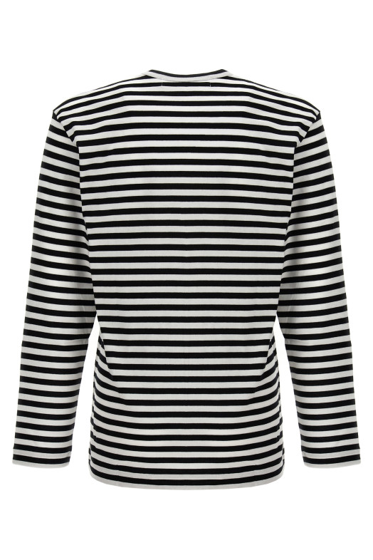 Футболка з логотипом і смужками Чорно-сіра COMME DES GARÇONS PLAY AXT1641 Футболка з логотипом і смужками Чорно-сіра COMME DES GARÇONS PLAY AXT1641