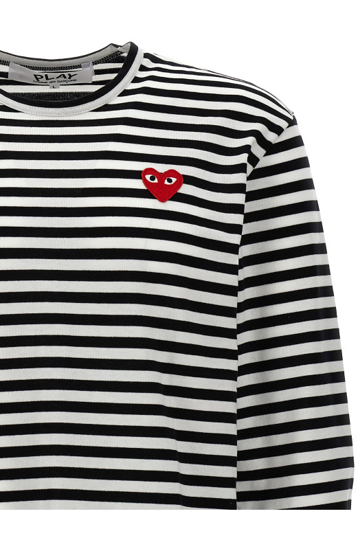 Футболка з логотипом і смужками Чорно-сіра COMME DES GARÇONS PLAY AXT1641 Футболка з логотипом і смужками Чорно-сіра COMME DES GARÇONS PLAY AXT1641