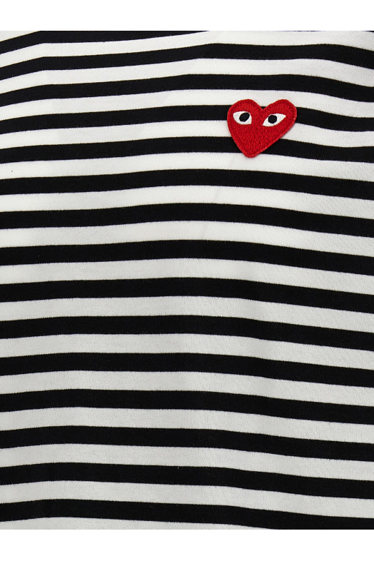 Футболка з логотипом і смужками Чорно-сіра COMME DES GARÇONS PLAY AXT1641 Футболка з логотипом і смужками Чорно-сіра COMME DES GARÇONS PLAY AXT1641