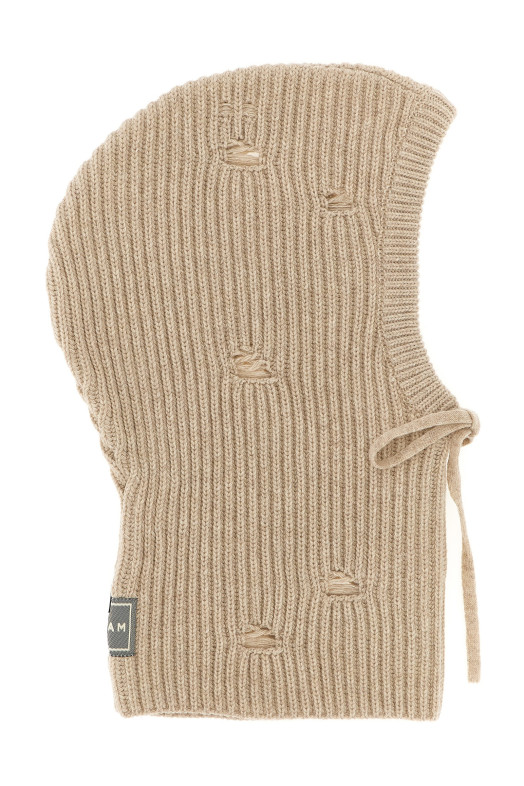 Distressed wool balaclava Beige