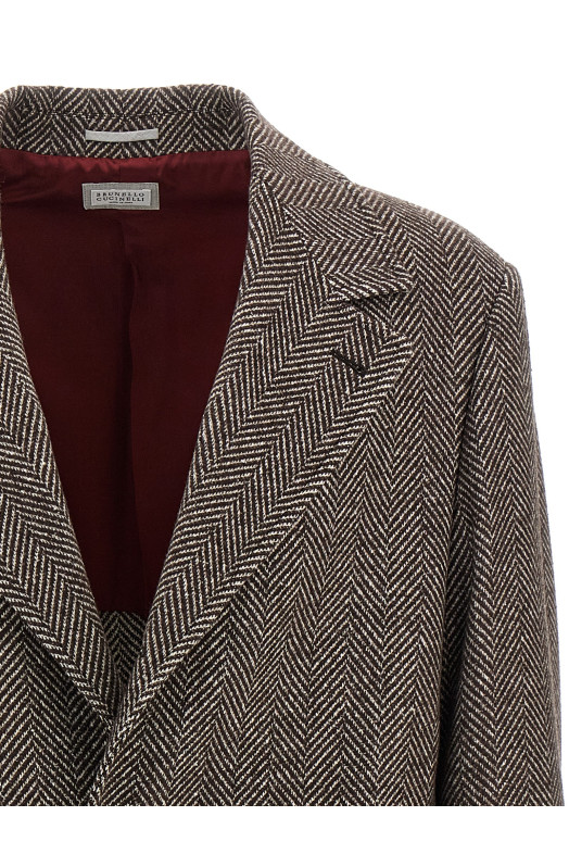 Однобортне кашемірове пальто коричневе BRUNELLO CUCINELLI MV4059155KC110