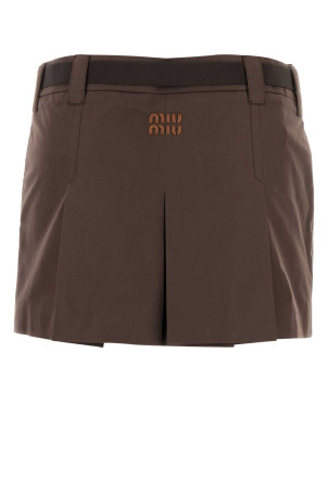 Мини-юбка из смесового хлопка коричневого цвета MIU MIU (MG2485SOOO12NS) Мини-юбка из смесового хлопка коричневого цвета MIU MIU (MG2485SOOO12NS)