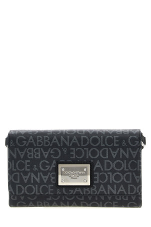 Сумка через плече з жакардовим покриттям, чорна DOLCE & GABBANA BM2332AJ7058B969 Сумка через плече з жакардовим покриттям, чорна DOLCE & GABBANA BM2332AJ7058B969