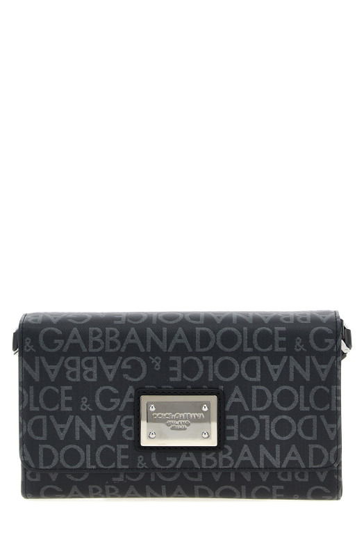 Сумка через плече з жакардовим покриттям, чорна DOLCE & GABBANA BM2332AJ7058B969 Сумка через плече з жакардовим покриттям, чорна DOLCE & GABBANA BM2332AJ7058B969