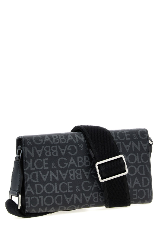 Сумка через плече з жакардовим покриттям, чорна DOLCE & GABBANA BM2332AJ7058B969 Сумка через плече з жакардовим покриттям, чорна DOLCE & GABBANA BM2332AJ7058B969