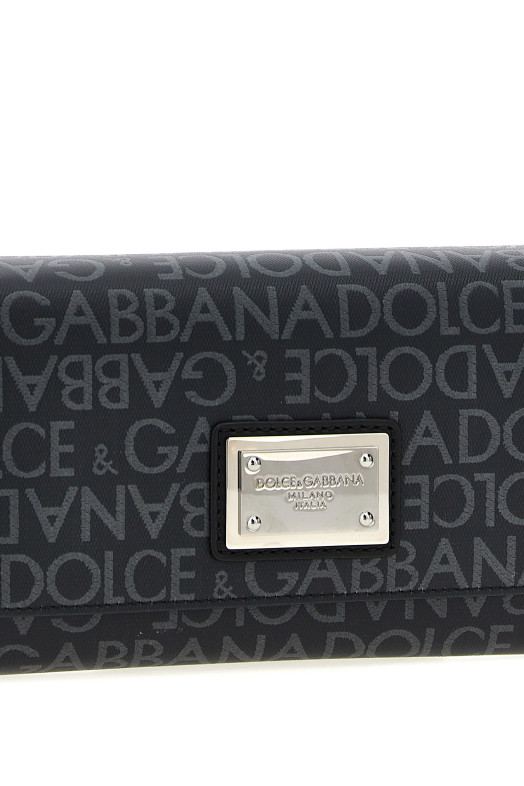 Сумка через плече з жакардовим покриттям, чорна DOLCE & GABBANA BM2332AJ7058B969 Сумка через плече з жакардовим покриттям, чорна DOLCE & GABBANA BM2332AJ7058B969