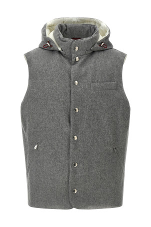 Утеплений вовняний жилет Сірий BRUNELLO CUCINELLI MM4701775CDH81 Утеплений вовняний жилет Сірий BRUNELLO CUCINELLI MM4701775CDH81