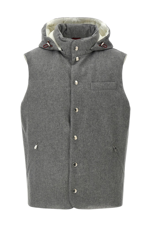 Ваточный шерстяной жилет Серый BRUNELLO CUCINELLI MM4701775CDH81 Ваточный шерстяной жилет Серый BRUNELLO CUCINELLI MM4701775CDH81