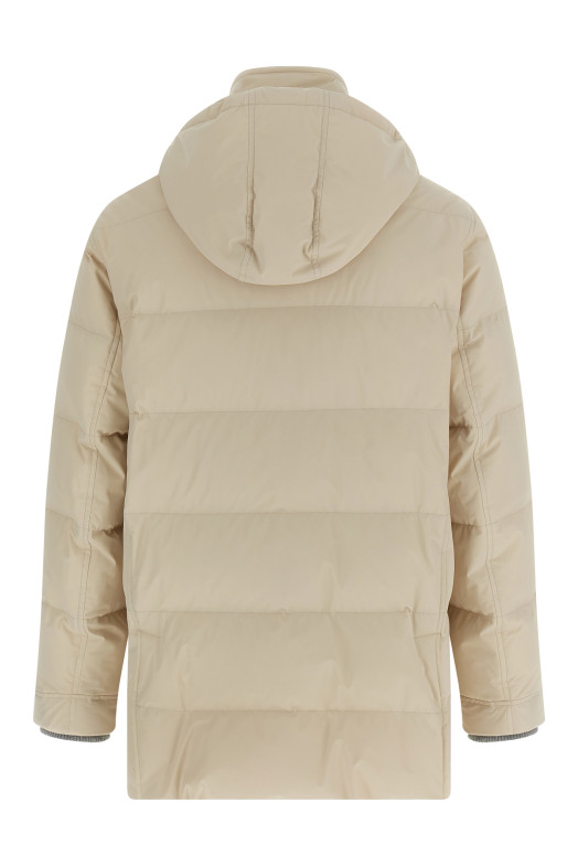 Knit insert down jacket Beige