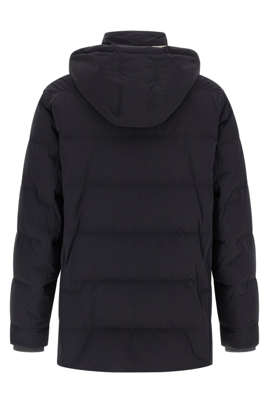 Knit insert down jacket Blue