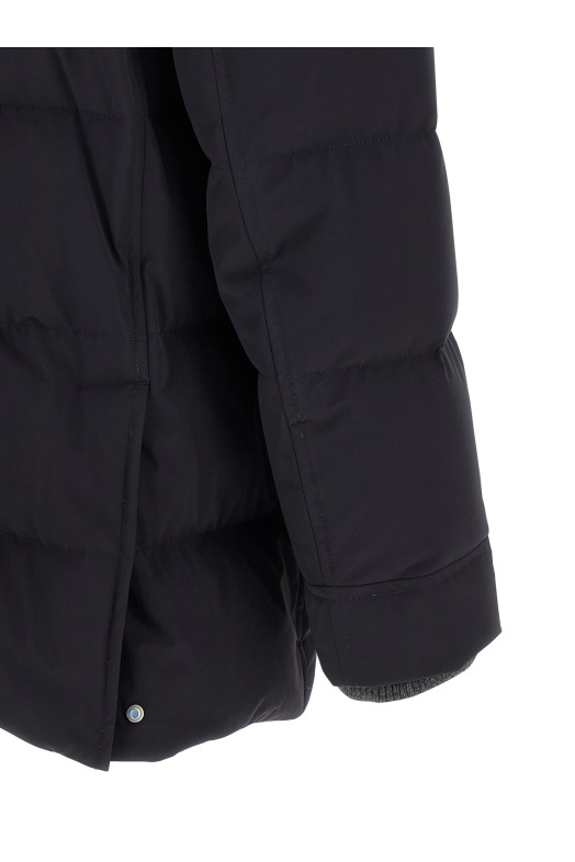 Knit insert down jacket Blue
