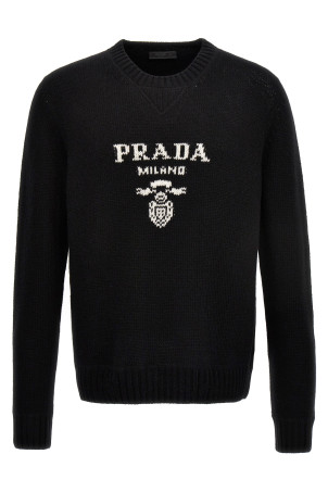 Светр з інтарсією логотипу Чорно-сірий PRADA UMB223S2111YMWF0002