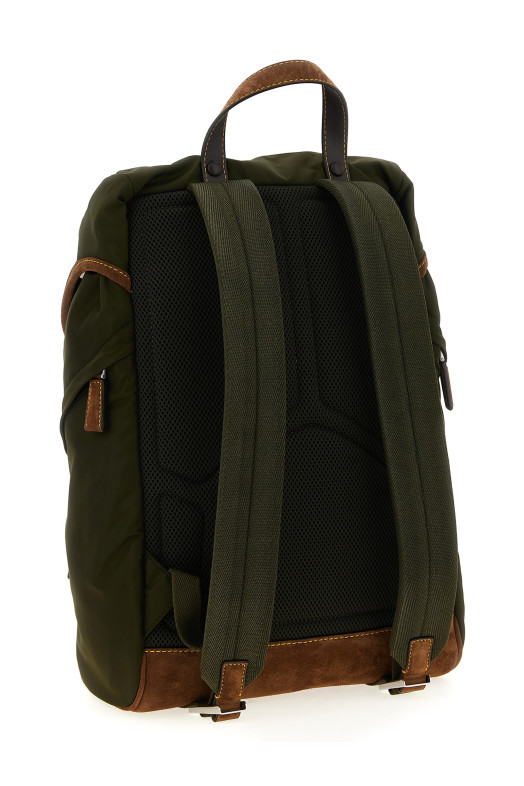 Re-Nylon and suede backpack Brown