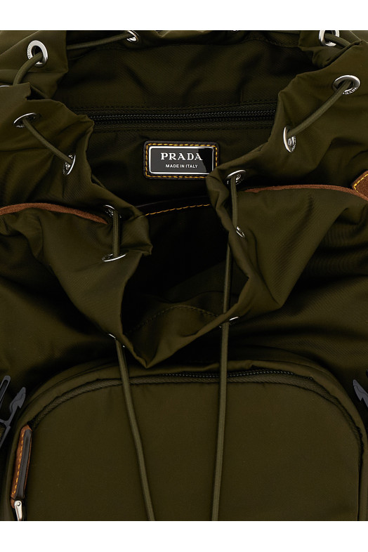 Re-Nylon and suede backpack Brown