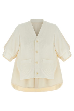 'Suiting Mix Knit' cardigan White